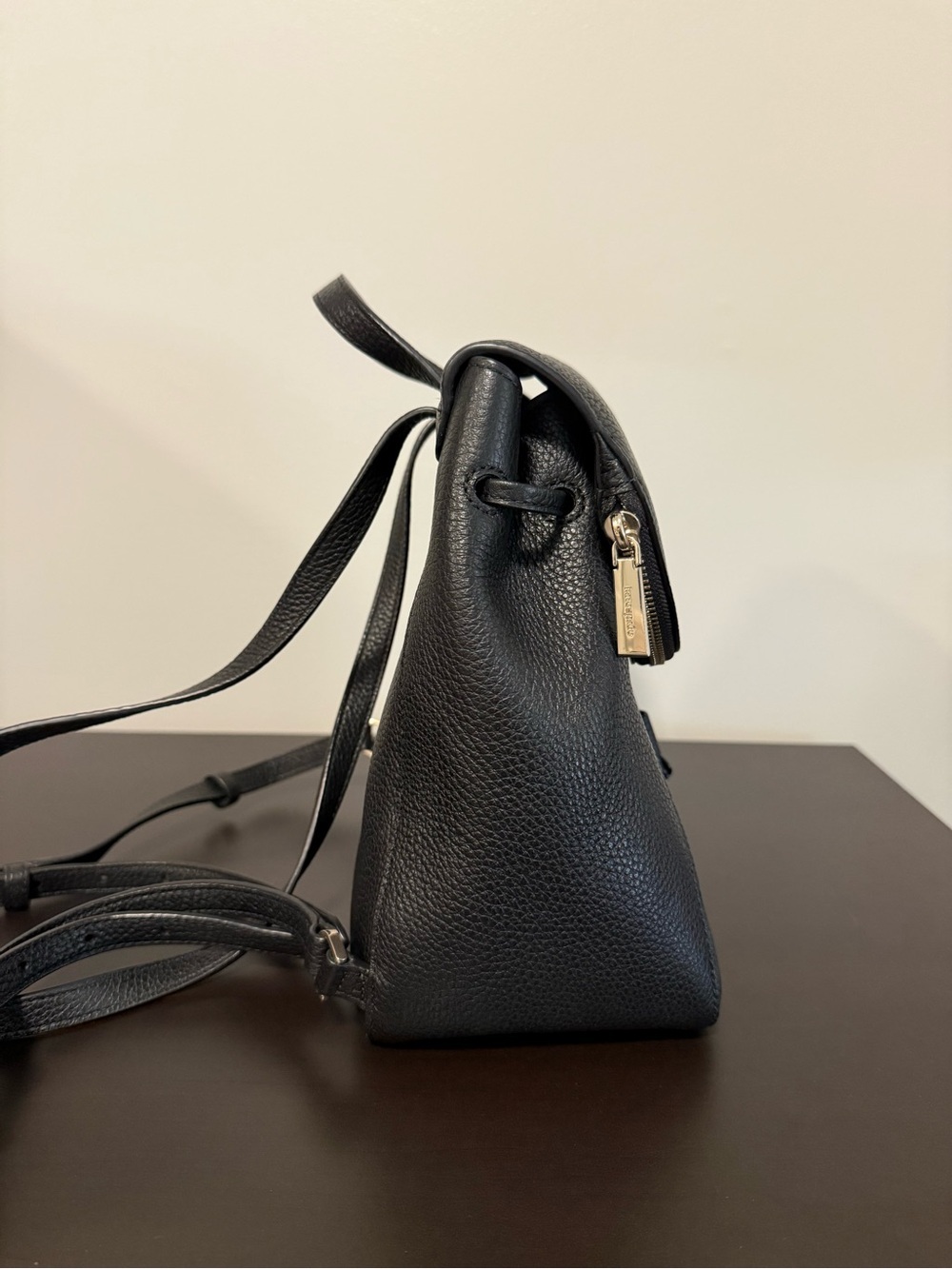 Kate Spade New York Black Pebbled Leather Flap Backpack - Picture 5 of 12